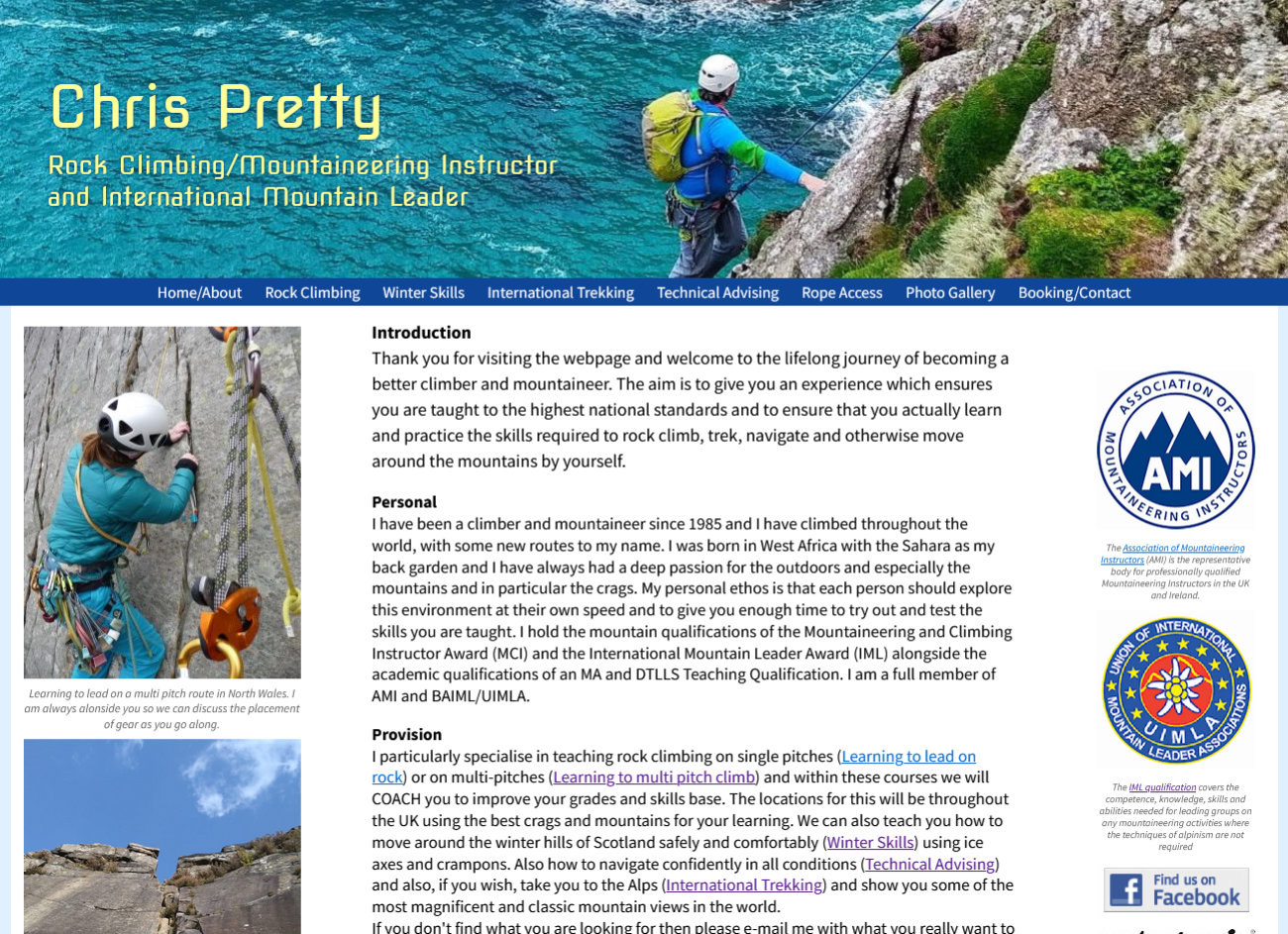 Chris Pretty Mountaineering Website screenshot